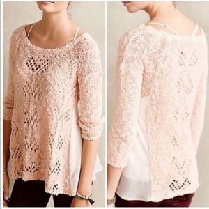 Anthro Knitted and Knotted Open Knit Sweater Small